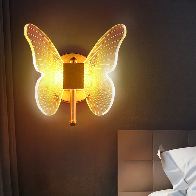 Nordic Luxury Creative Art Modern Transparent Butterfly LED Pendent Lamp Living Room Bedroom Background Acrylic Home Decoration
