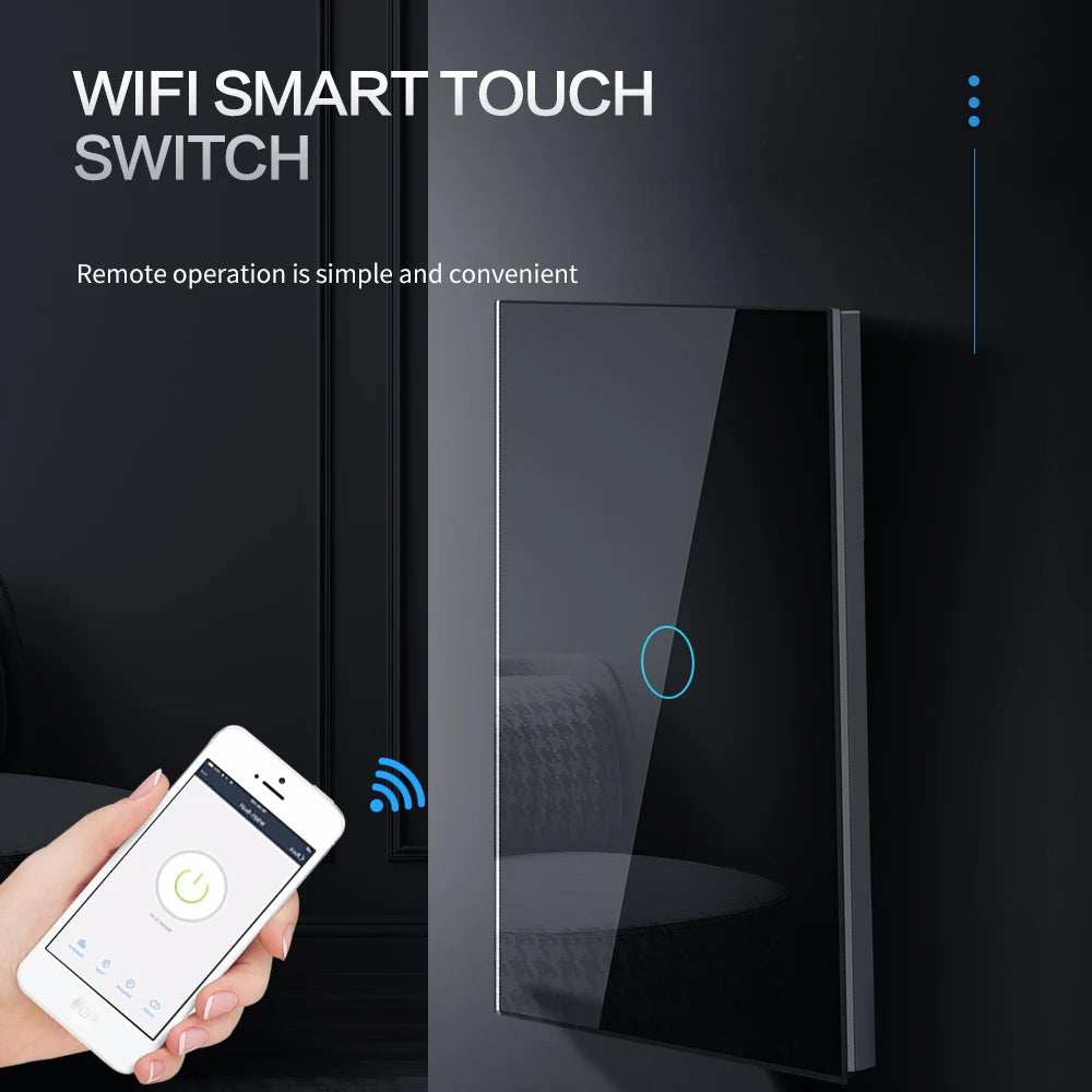 WiFi Smart Touch Light Switch (No Neutral Required) - RF433 Remote Wall Switch