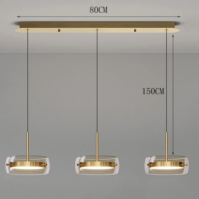 LED Italian minimalist restaurant pendant light, high-end glass dining table bar, desk lamp, modern island dining room lighting