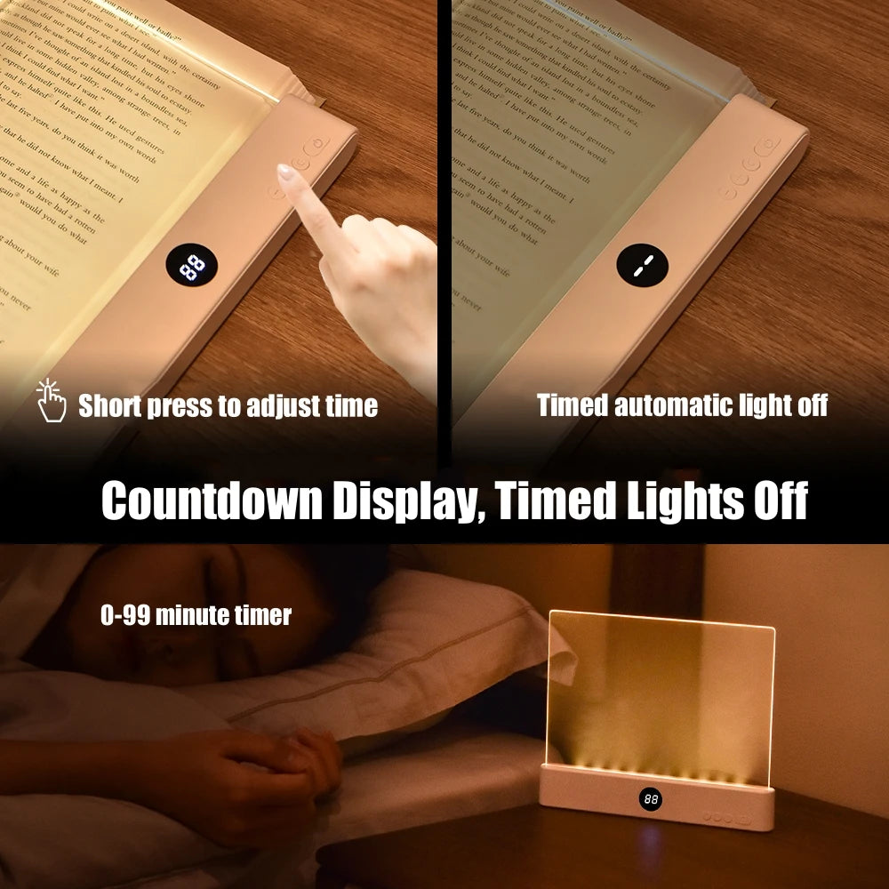 LED Flat Panel Night Vision Book Light (USB Rechargeable) - Eye-Protection Transparent Reading Lamp for Bed & Indoor Study