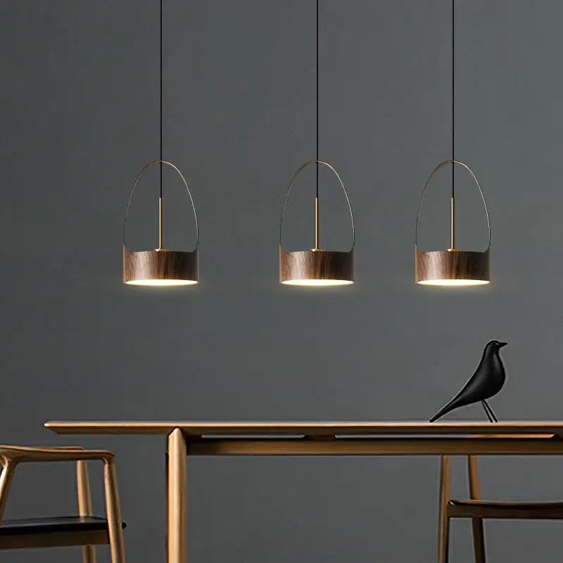 Nordic Simple Restaurant Bar Simplewood Grain Small Chandelier Retro Creative Personality Hotel Bedroom Bedside Household Lamps