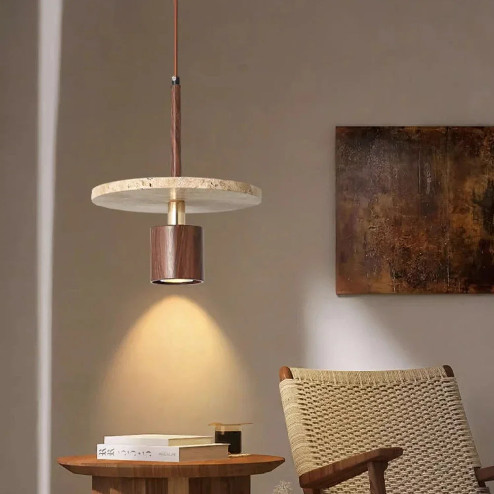 Wabi Sabi Natural Travertine Pendant Light - Luxury Stone Kitchen Island Lamp