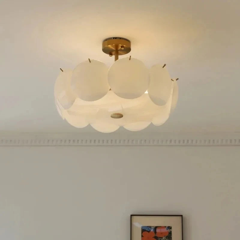 2026 Glass Ceiling Light Modern Minimalist Cream White Ceiling Chandeliers Living Room Dining Room Bedroom Light Home Decor E14