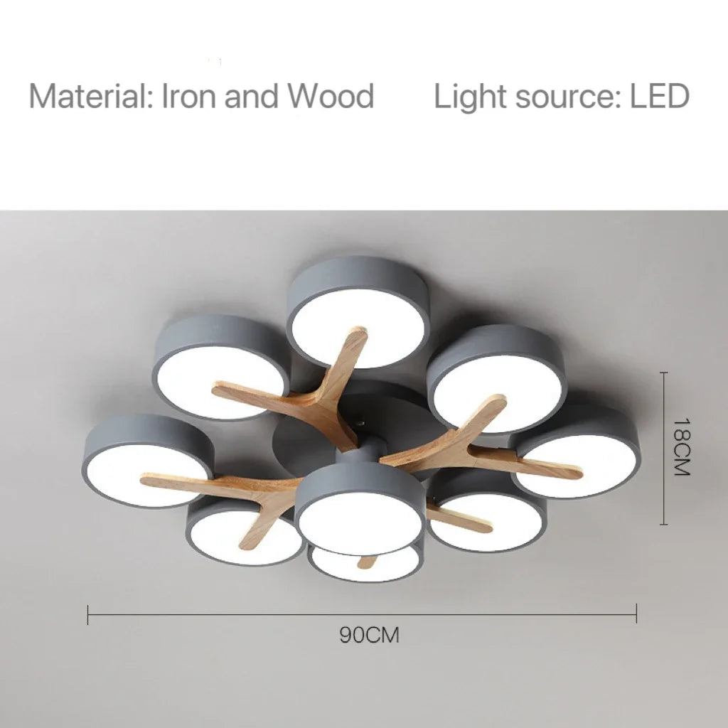 Nordic Modern Macaron Ceiling Lamp Chandelier Bedroom Minimalist Wood Home Decor Living Room Kitchen LED Lighting Fixtures