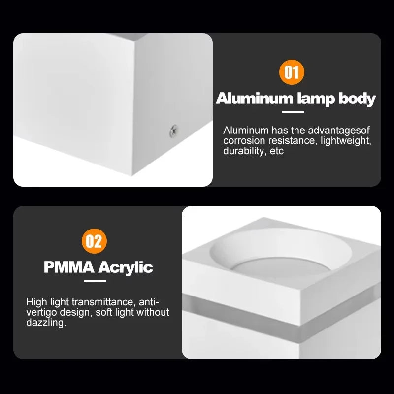 Square Surface Mount LED Downlight - No-Drill Ceiling Spotlight (7W-15W)