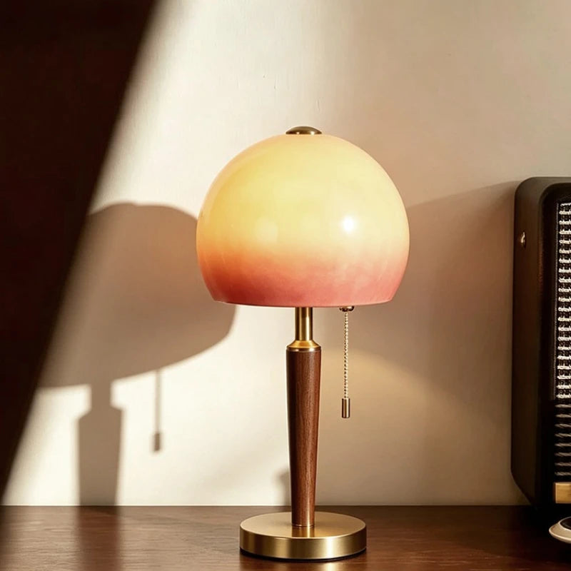Sunset Mushroom Bed Lamp Bedroom High End Feeling Antique Glass Atmosphere Simple Modern Desk Lamp Small Desk Lamp