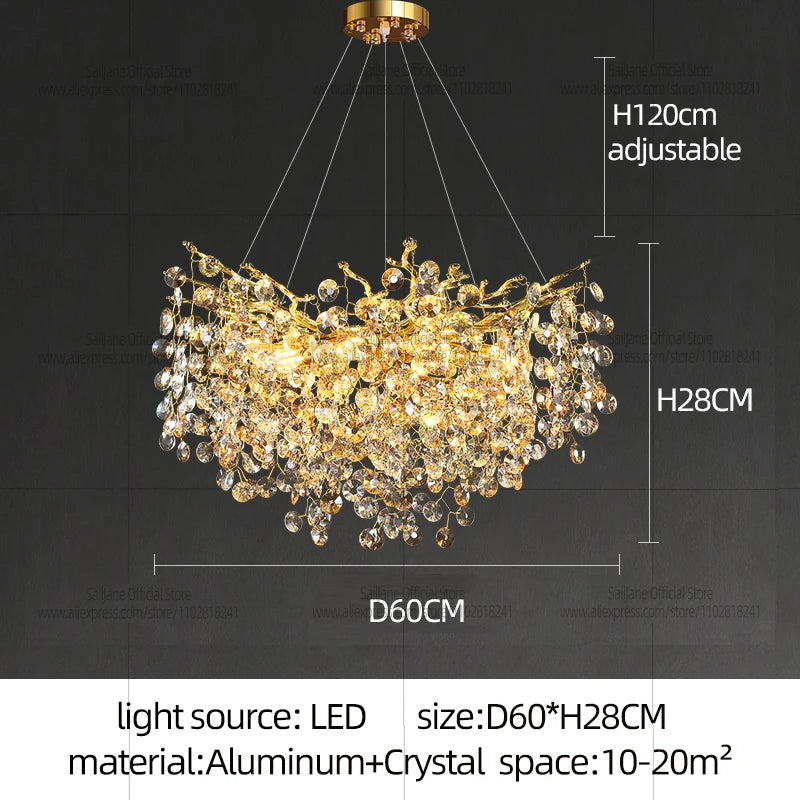 Modern Luxury LED Crystal Chandelier - Elegant Hanging Light for Living Room