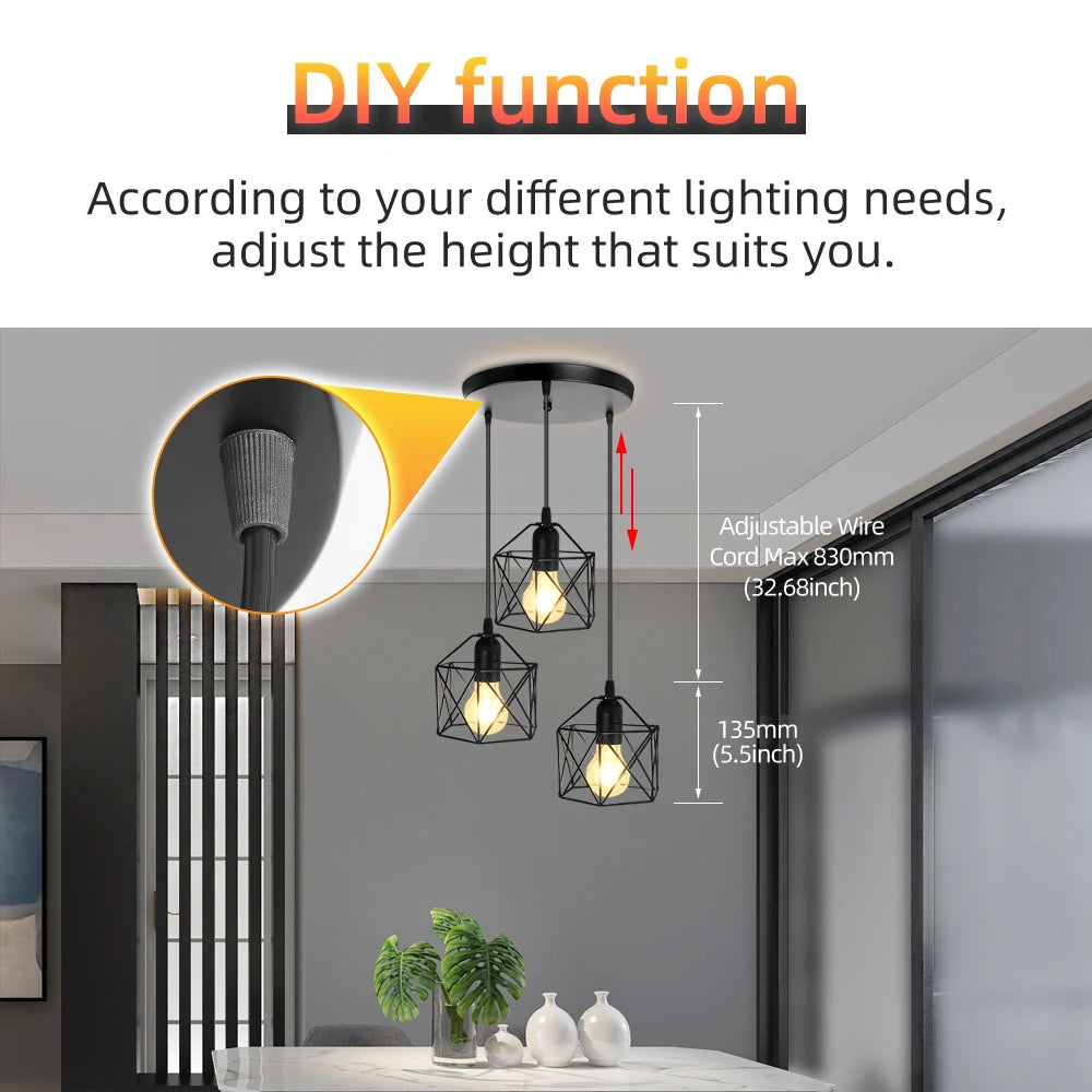 Led Pendant Lights for Dining Room Kitchen Modern Led Chandelier Ceiling Lamp Indoor Hanging Lighting Fixture for E27 Lamp Bulb