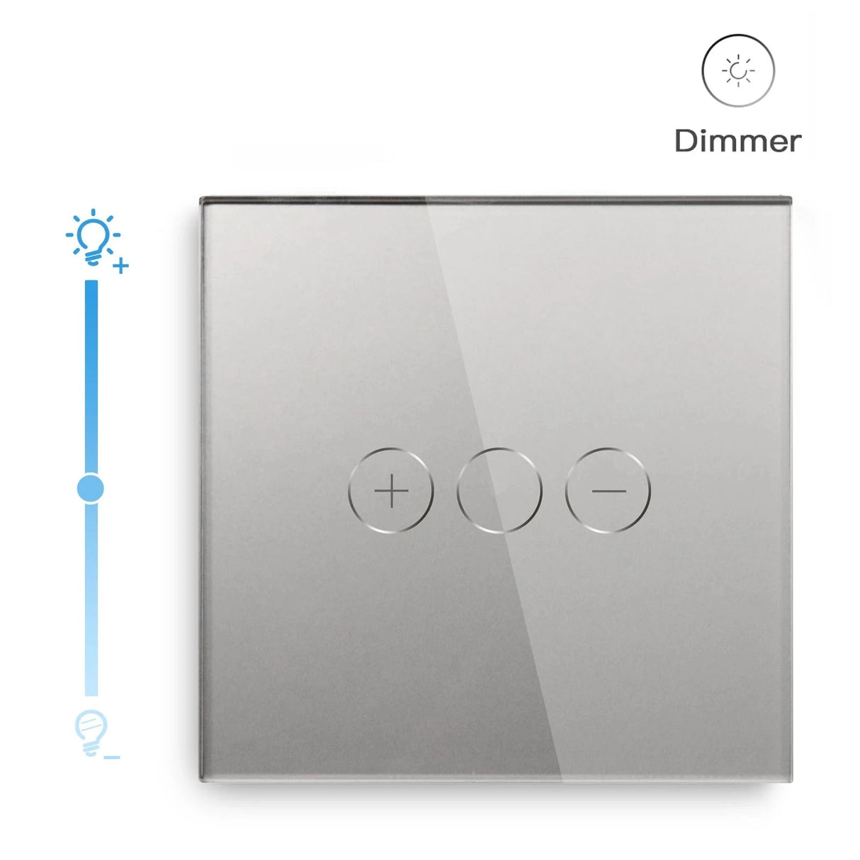 Touch Dimmer Switch 1Gang 1Way Led Dimmer 220V Wall Light Switch Crystal Glass Panel Blue Backlight Memory Function