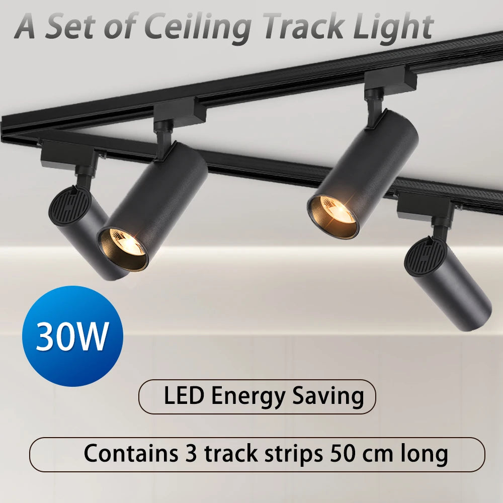 Full Set LED Track Lighting System - COB Ceiling Spotlights for Kitchen & Living Room