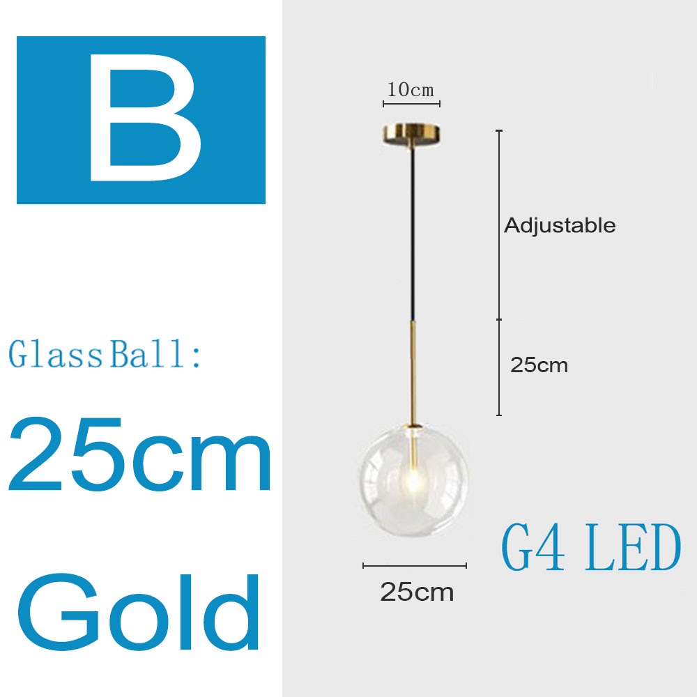 Nordic Pendant Lamp Modern Clear Glass Pendant Lights Glass Ball Vintage Hanging Lamp for Loft Kitchen Living Room Bedside