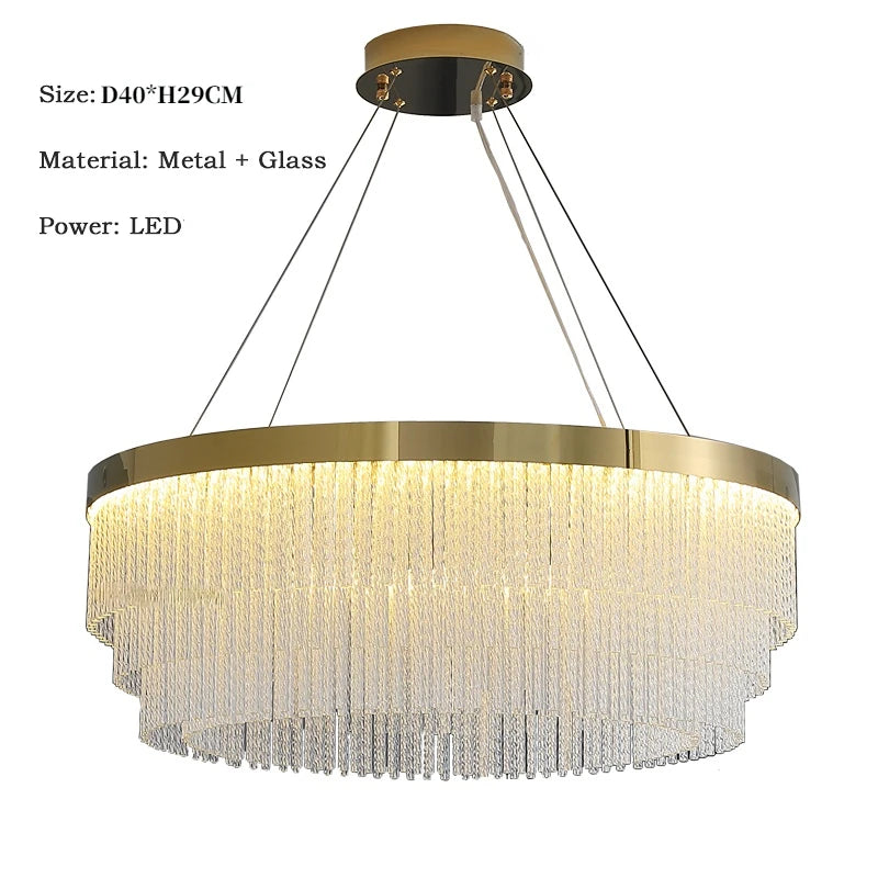Post Modern Led Chandelier 2025 New Tassel Crystal Pendant Lamp American Luxurious Chandelier Home Decor Luster Lighting Fixture
