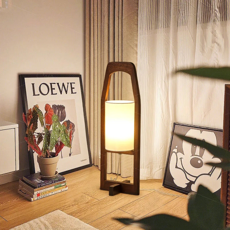 Retro Solid Wood Floor Lamp Simple Creative Lighting Fixtures Living Room Homestay Bedroom Study Vertical Floor Lamp