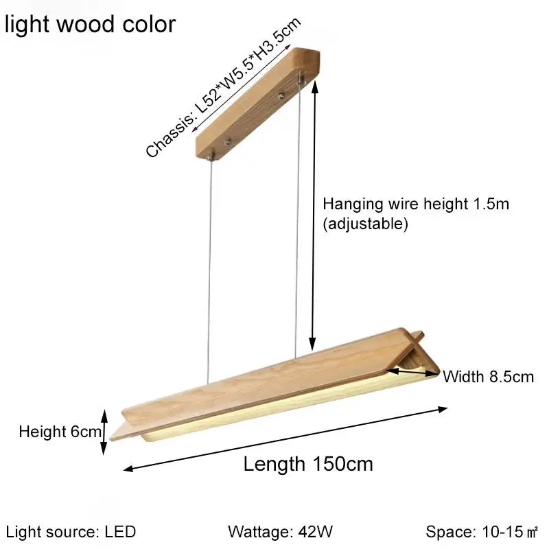 Nordic wood grain simple long dining table pendant lamp living room kitchen artistic luster home decoration lighting fixture