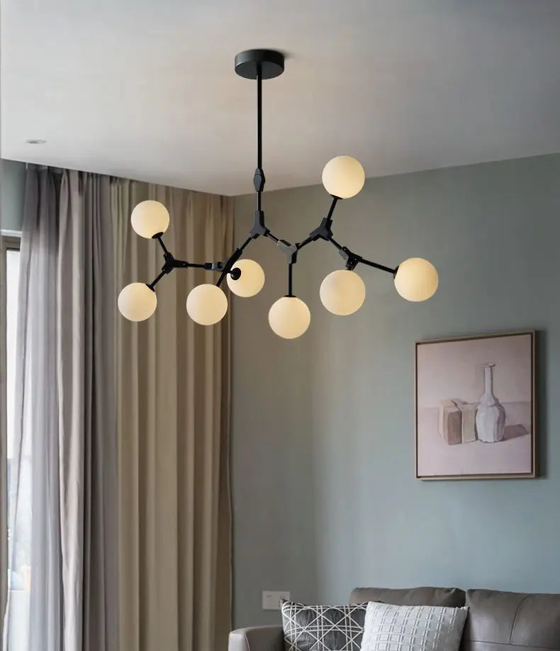 Nordic creative Glass ball chandelier Modern minimalist dining table Bar LED hanging lamp living room molecular pendant lamps