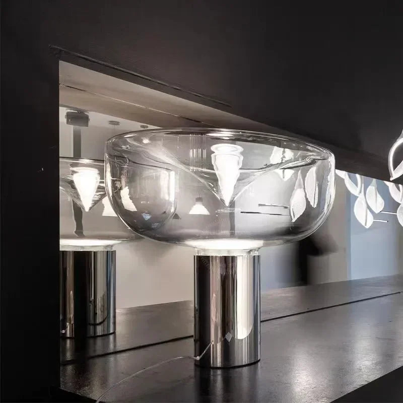 Modern Simple Bedside Table Lamp Nordic Light Luxury Radar Design Model Living Room Bedroom Bedside Light Glass Decorative LED