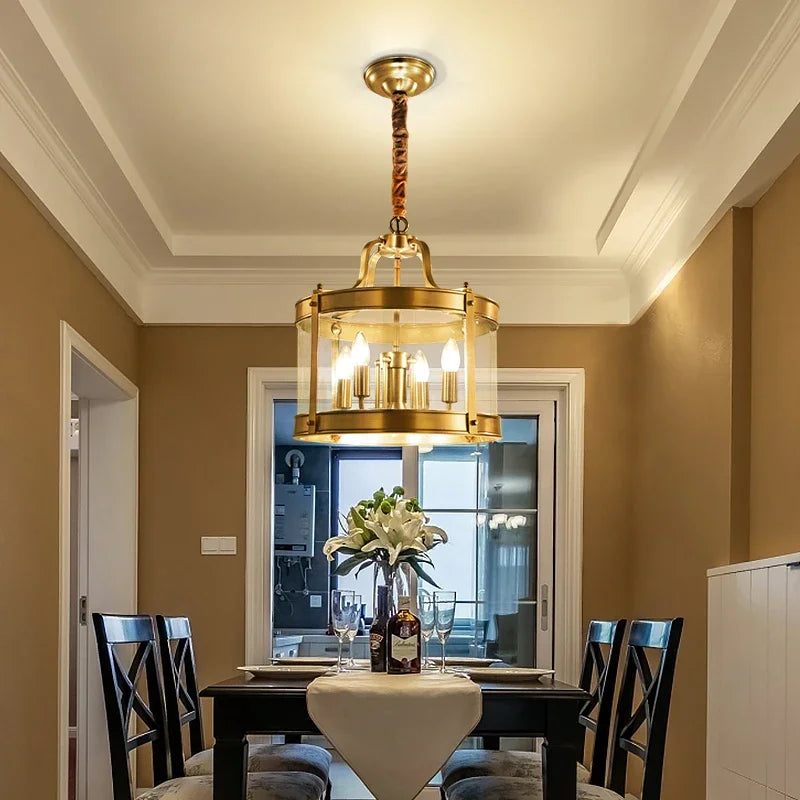 Modern Copper Chandelier European style Glass Golden Luxury Indoor Pendant Light For Dining Room Living Room Hotel Aisle
