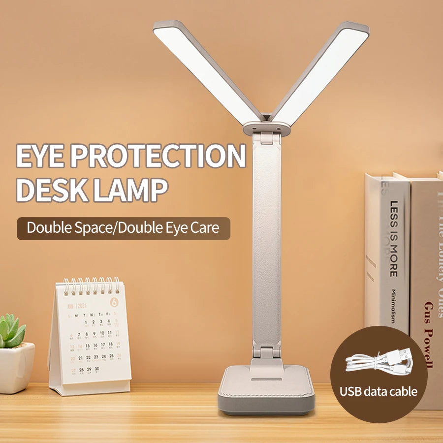 LED Desk Lamp 3 Levels Dimmable Touch Table Lamp USB Rechargeable Eye Protection Foldable Reading Night Light For Bedside Desk