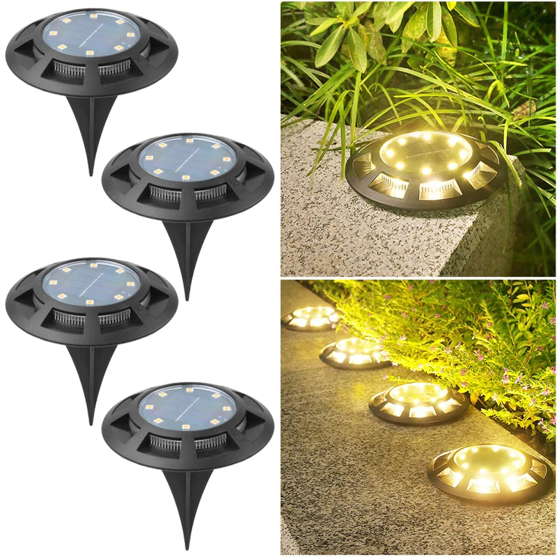 Weatherproof Solar In-Ground Lights - Automatic Smart Sensor LED Garden Lamp