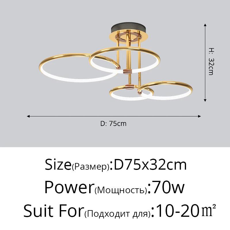Modern Living room Ring Chandelier Nordic New Design Ceiling Lamps for Bedroom Dining room Decor Lamp Kitchen Pendant Lighting
