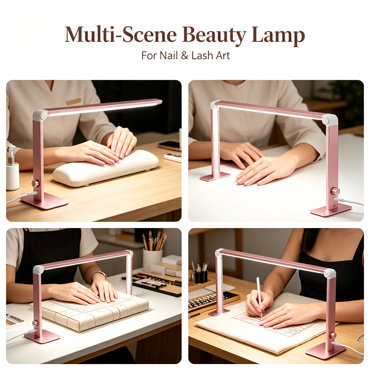 Square Foldable LED Nail Desk Lamp 36W - 3000LM Half-Moon Manicure & Eyelash Light