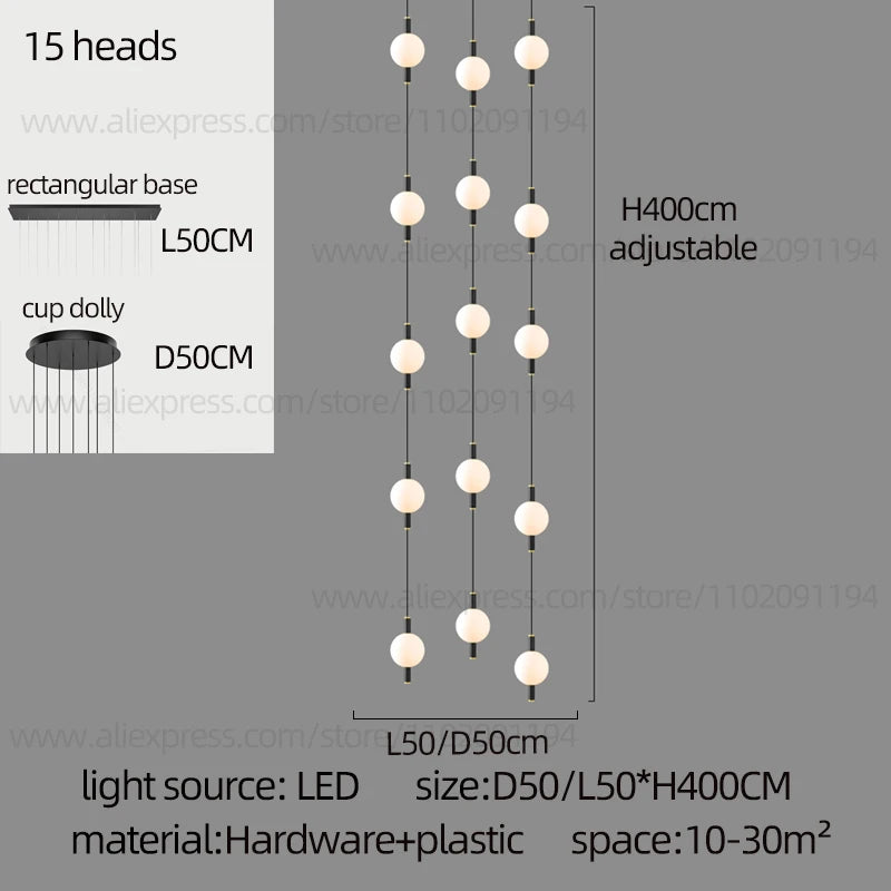 Globe Chandelier Designer Villa Living Room Dining Table Apartment Hanging Lamps Nordic Modern Attic Double Staircase Pendant