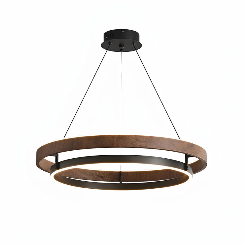 Designer's modern wood grain color retro living room pendant light dining room bedroom study circular pendant light