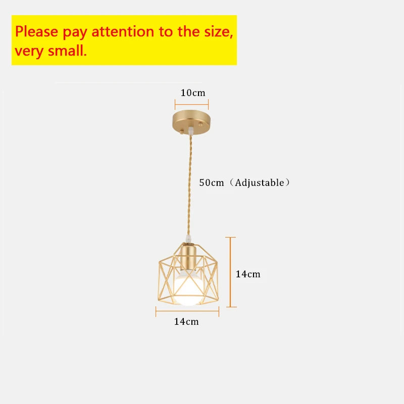 Modern LED Pendant Light Iron Gold Black Minimalist Metal Cage Pendant Lamp Living Room Restaurant Shop Bar Fixture Decoration