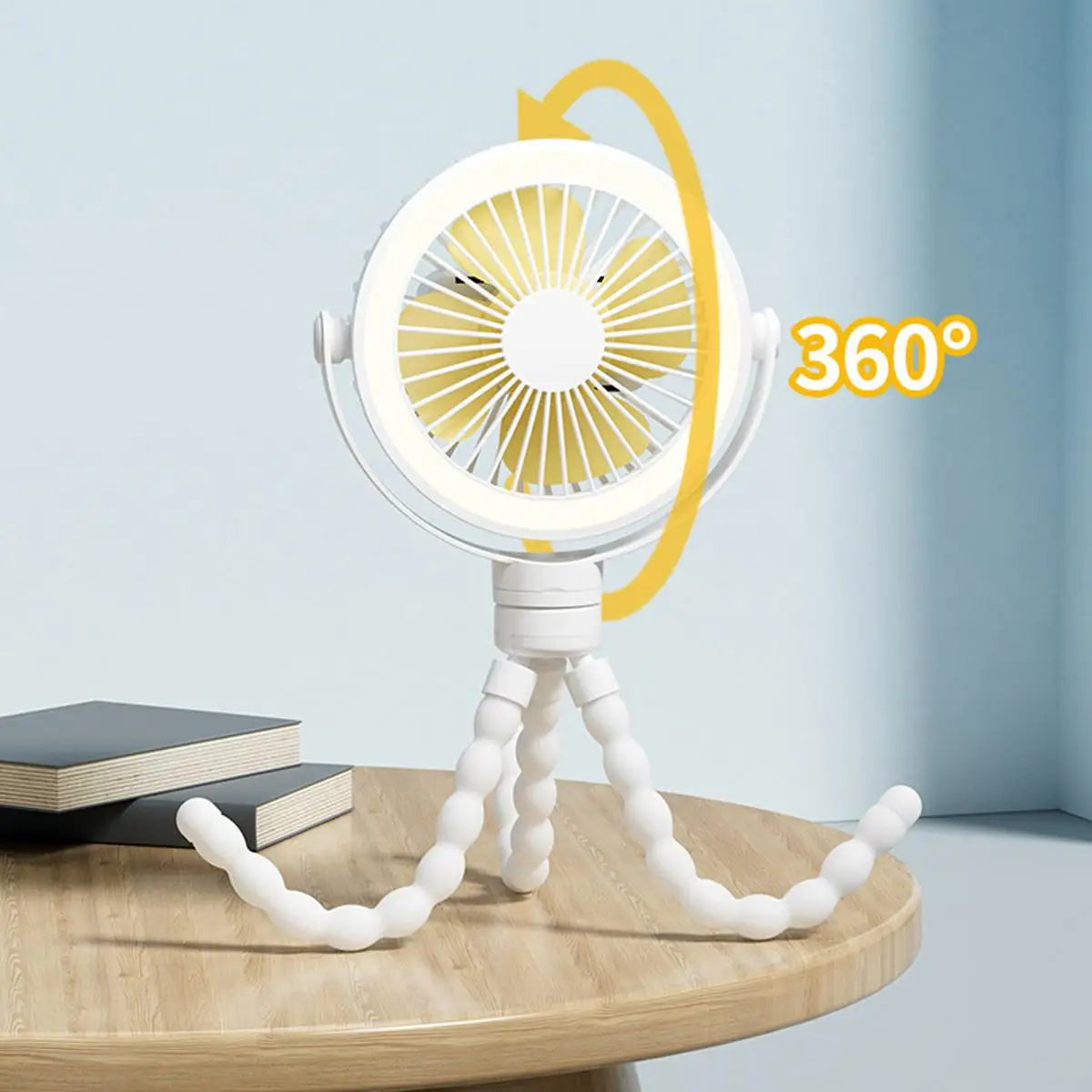 Portable Rechargeable Octopus Baby Stroller Fan - USB Flexible Desk Fan with Night Light