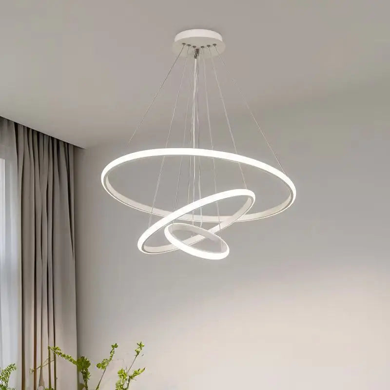 Nordic 3-Ring LED Chandelier - Modern Minimalist Pendant Lamp for Living Room