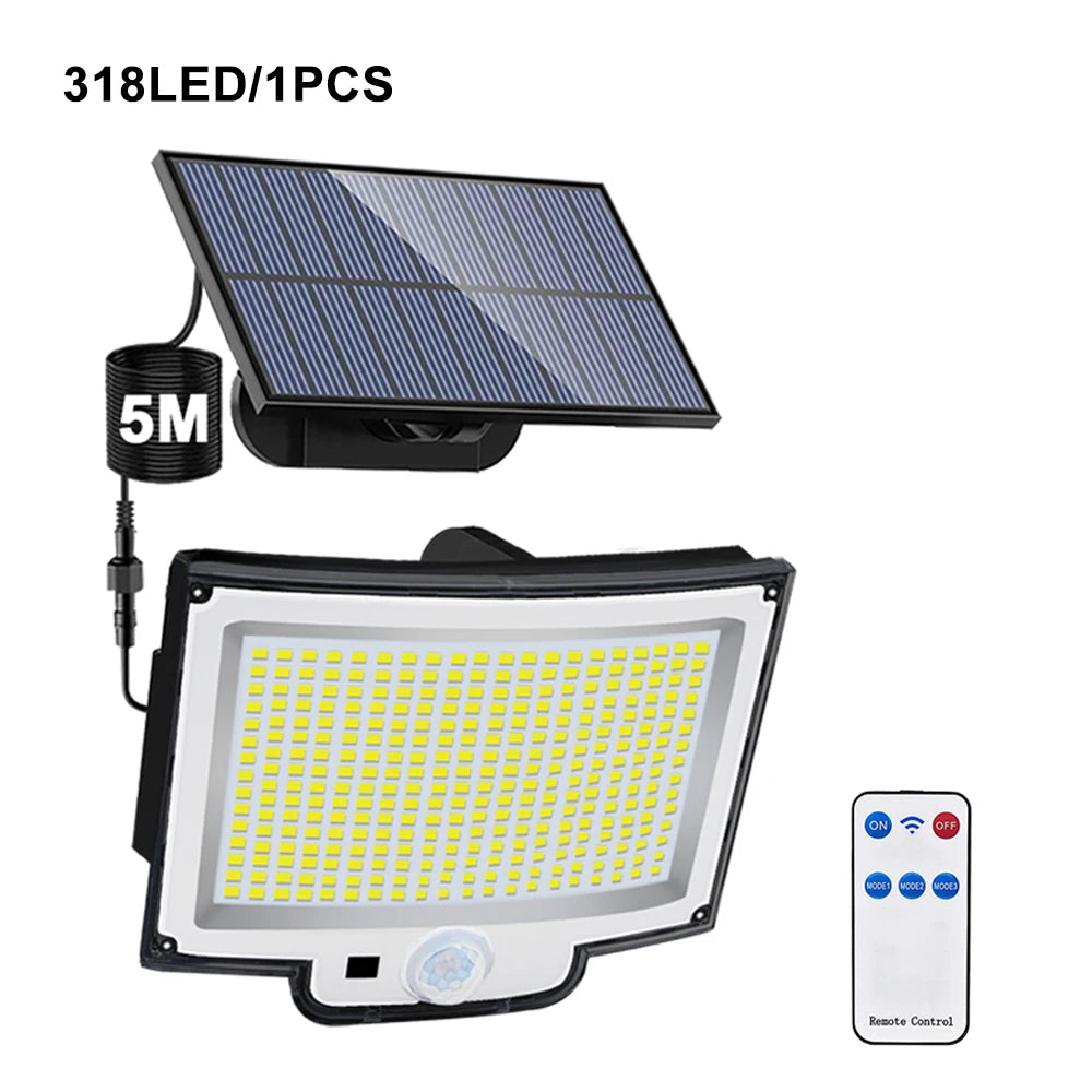 348LED Solar Lamp Outdoor Security Light with Motion Sensor Waterproof 126/328LED Powerful Spotlight Solar for Garden Garage