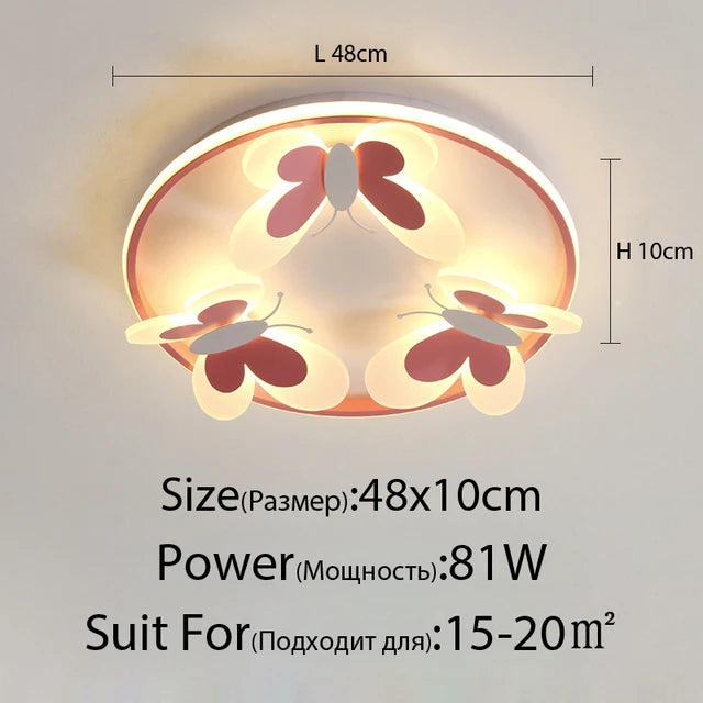 Kids ceiling lamp Butterfly Decorative pink ceiling light Study Children Room Kid Salon Creative Lamps Indoor girl bedroom lamp