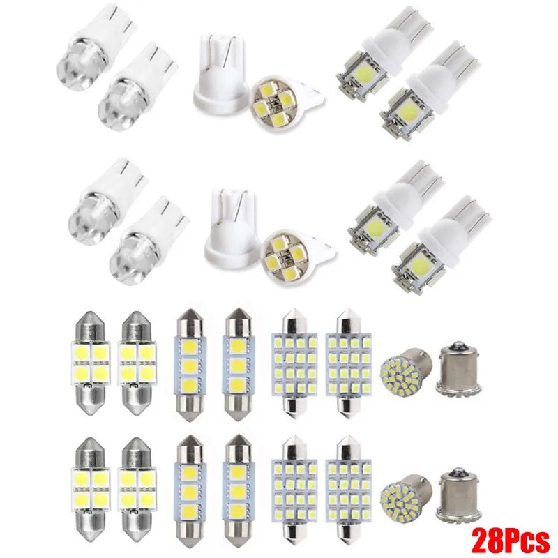 Car LED Lights Interior Lights 6000K 12V T10 168 2825 W5W 921 Kit For Car Vehicle Map Dome Door Trunk License Plate Light Bulb