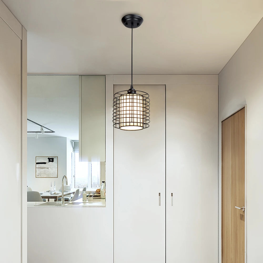 Industrial Pendant Light Farmhouse Chandelier Adjustable Length Vintage Black Ceiling Lighting Fixture for Dining Room