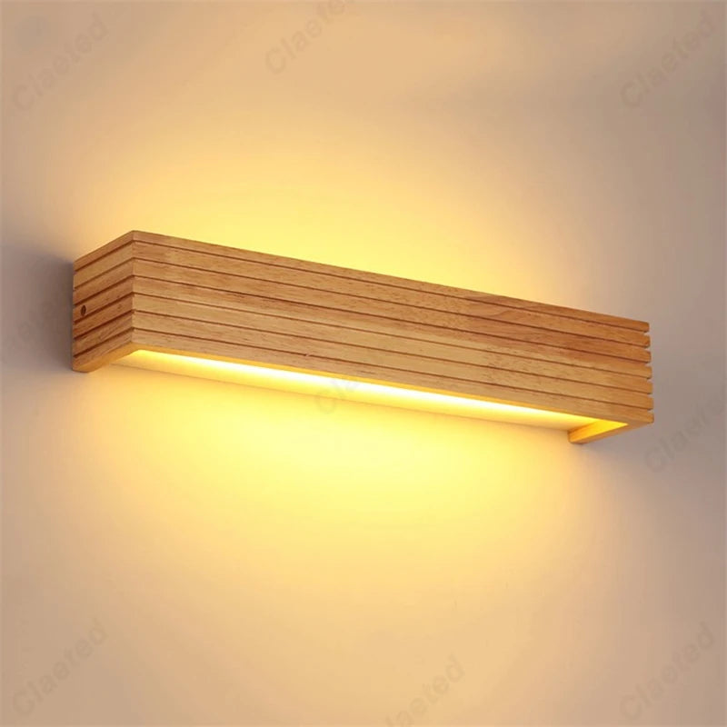 Modern LED Solid Wood Wall Lamp Modern and Simple Nordic Bedroom Bedside Lights Corridor Household Lighting Fixture