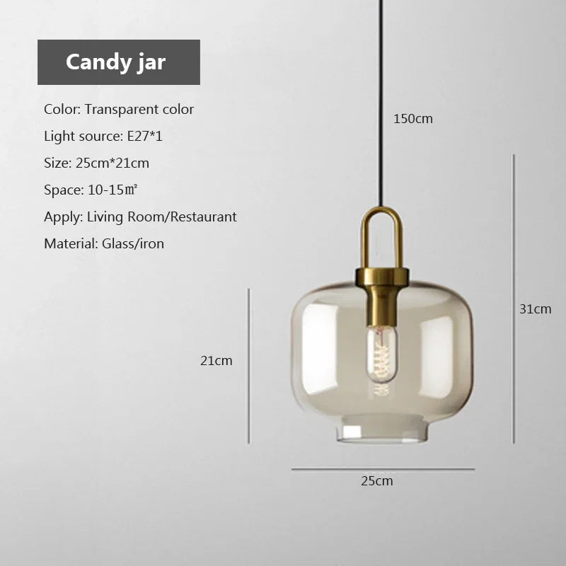 Nordic Single Head Glass Pendant Lamp - Creative Personality Restaurant Light