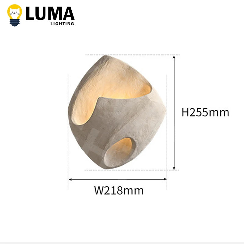 Wabi Sabi Style Cement Wall Lamp, Japanese Style Creative Wall Light for Art Hotel Livingroom Background Bedroom LED Lighting