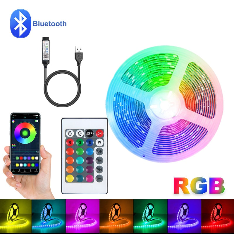 LED Strip Light for Room Christmas Decoration RGB 5050 Remote Control Music Bluetooth APP TV backlight Neon Party luces led