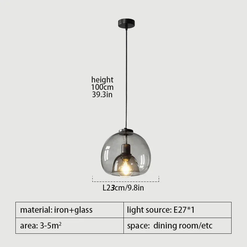 Glass LED chandelier bar living room dining table kitchen bar counter bedroom modern grey art pendant light