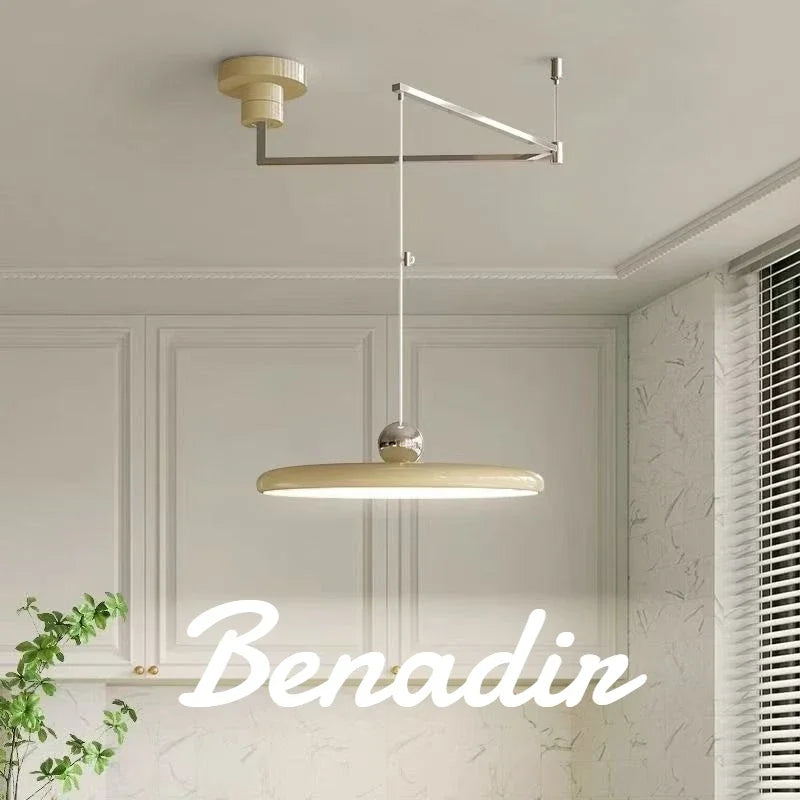 French Rocker arm Hanging Chandelier Light Fixture Folding LED Colorful Pendant Lamp for Living Room Dining Room Bedroom