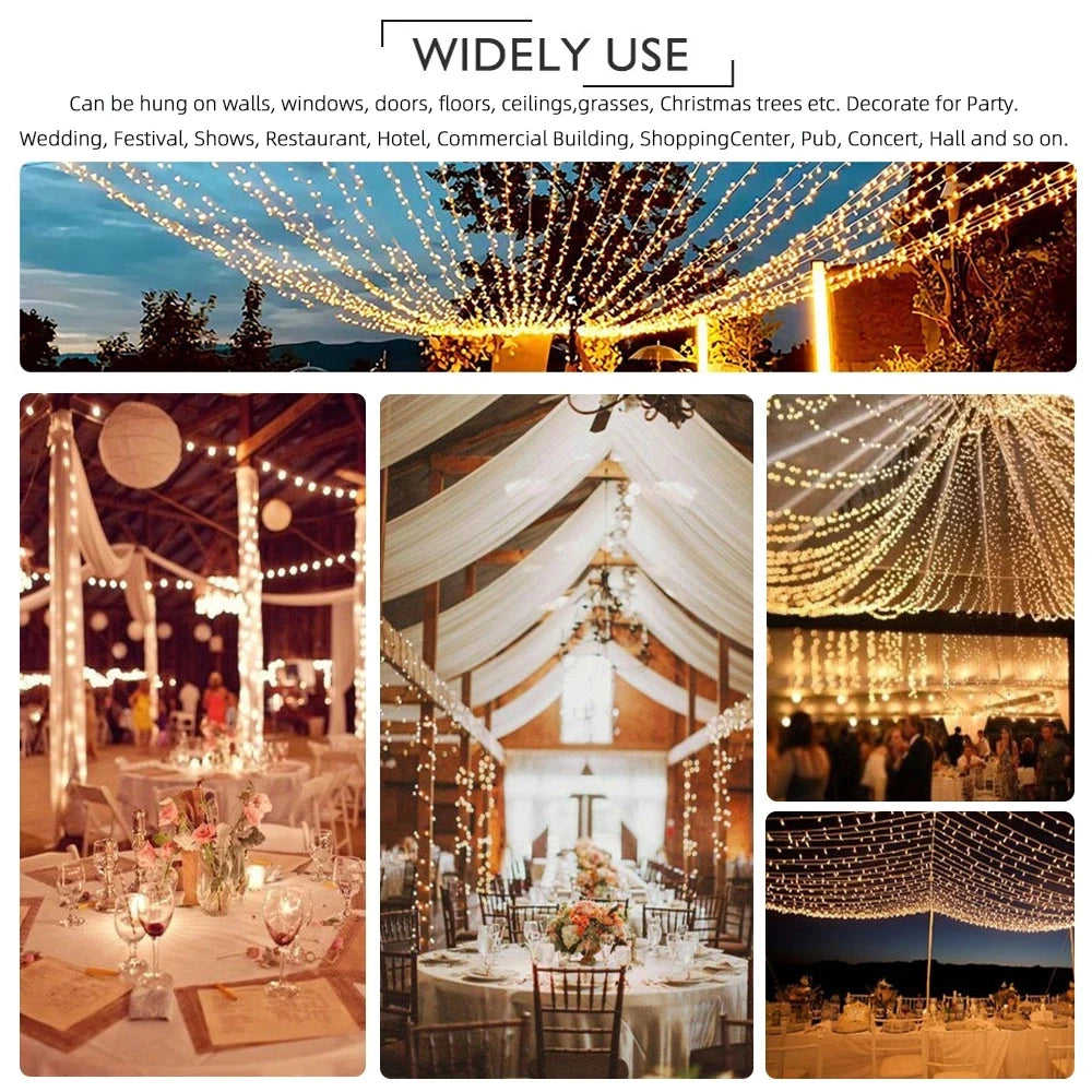 Led String 100m 50m 30m 20m 10m 5m Lights Christmas EU Plug 220v Led Garland Led String Lights Outdoor Christmas Lights