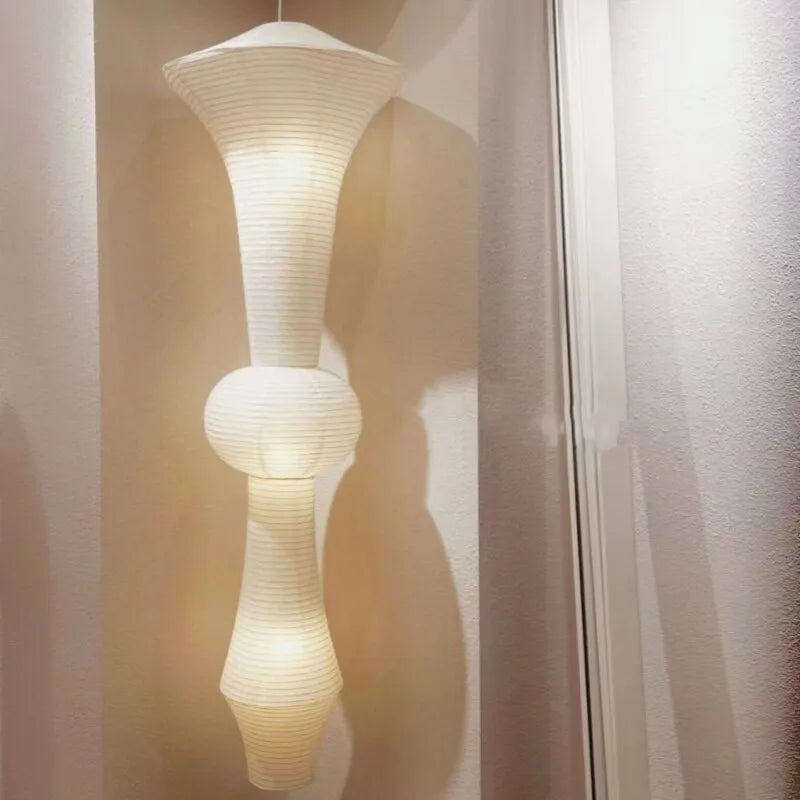 Nordic Wabi Sabi Wind Rice Paper Led Pendant Lights Living Room Bedroom Corner Chandelier Duplex Loft Home Decor Bedside Lamp
