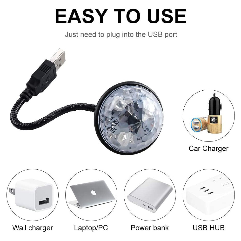E2 Dj Lighting Sound Party Auto USB Disco Ball Lights RGB Multi Color Car Atmosphere Room Decorations Lamp Magic Strobe Lights