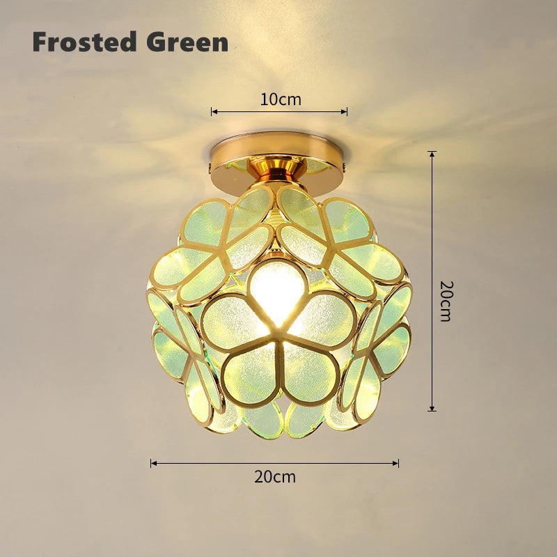 12W Nordic Flower Ball LED Ceiling Lamp E27 Tiffany Iron Acrylic Petal Inlaid Chandelier Aisle Corridor Home Decor Ceiling Light