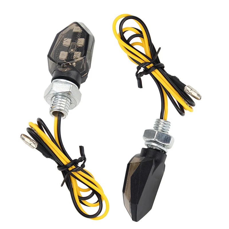 Super Bright Mini LED Motorcycle Turn Signal Lights (2 Pcs) - Universal Amber Blinker Indicator Lamps for Moto & Scooter