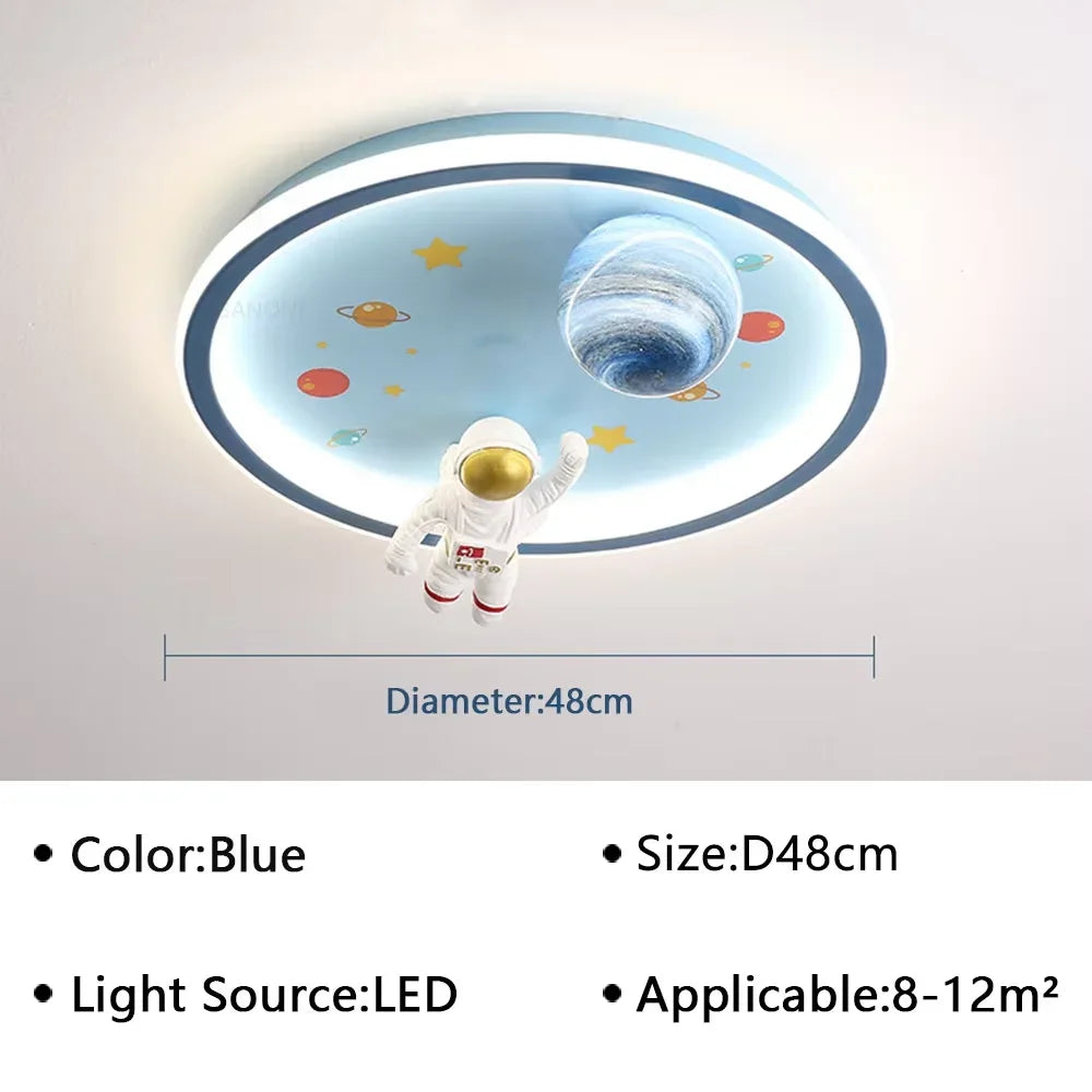 2026 Modern Kids Room Ceiling Fan Light Cartoon Moon Astronaut Ceiling Lamp Boy Girl Bedroom Nursery Study Chandelier Ceiling Li