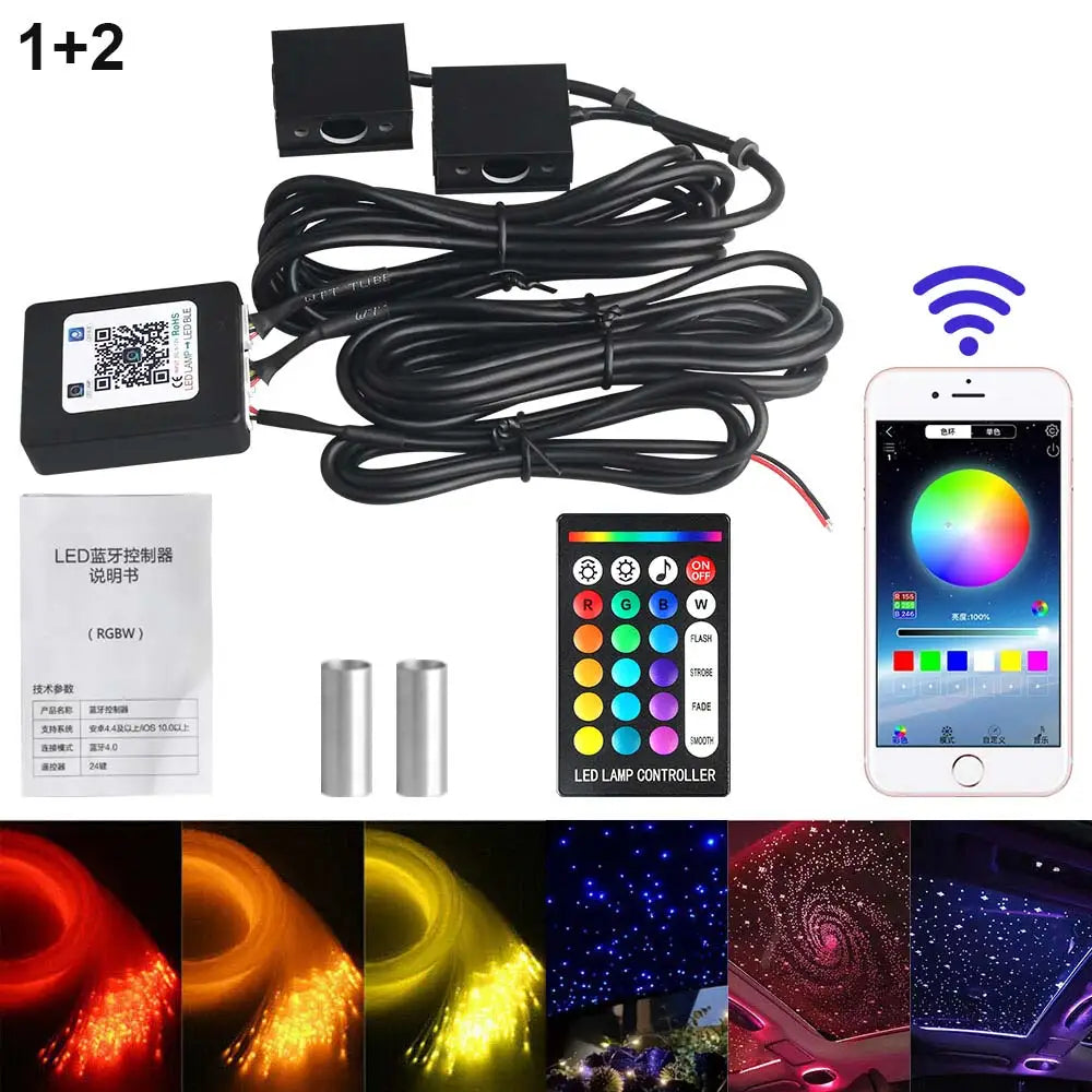 1/2/4 Split Fiber Optic Light Kit - RGBW Starry Sky Lamp with Bluetooth App & Music Sync - Distributed Ceiling Star Light for Car & Home