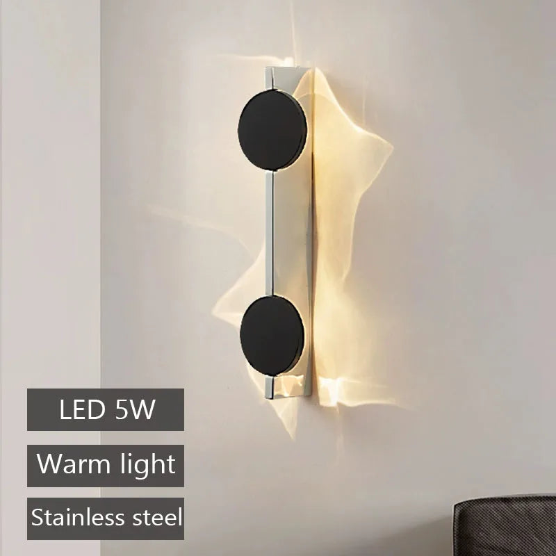 Modern LED Wall Light Rotatable Corrugated Wall Lamp Stainless Steel Atmosphere Wall Sconces Hotel Bedroom Bedhead Lights