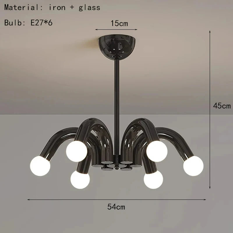 Modern Metal E27 Pendant Light in Black, Beige, Blue & Pink - Art Deco Ceiling Hanging Lamp Fixture for Parlor, Bedroom & Dining Room