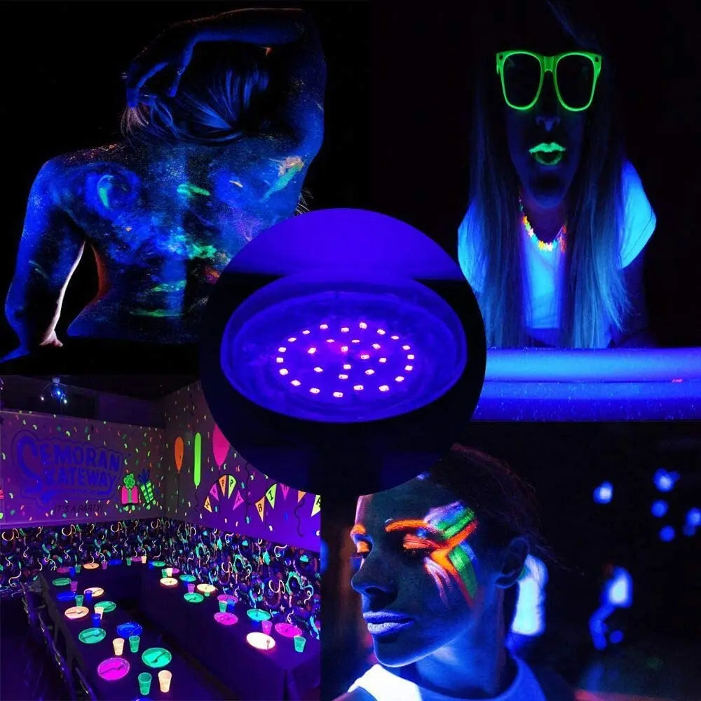 9W Led Black Light Bulb E27 UV 395nm Glow in Dark for Body Paint Club Party Neon Posters Led Blacklight 385-400nm Led Bulb Lamp